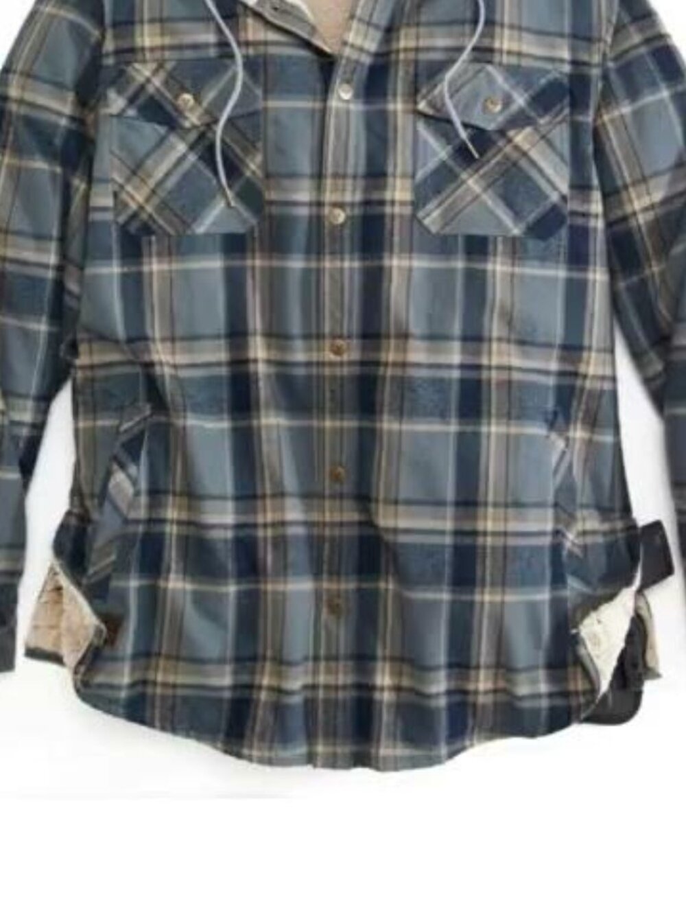 Men's Flannel Shirt Jacket Berber-Lined with Hood | XL - Picture 5 of 6